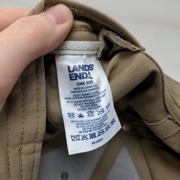 Lands' End Men's Strapback Hat Tan Size OS Hopscotch Air Embroidered Logo - Picture 11 of 11